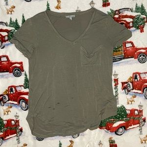 Charlotte Russe Green V-Neck Short Sleeve T-Shirt {Size Small}